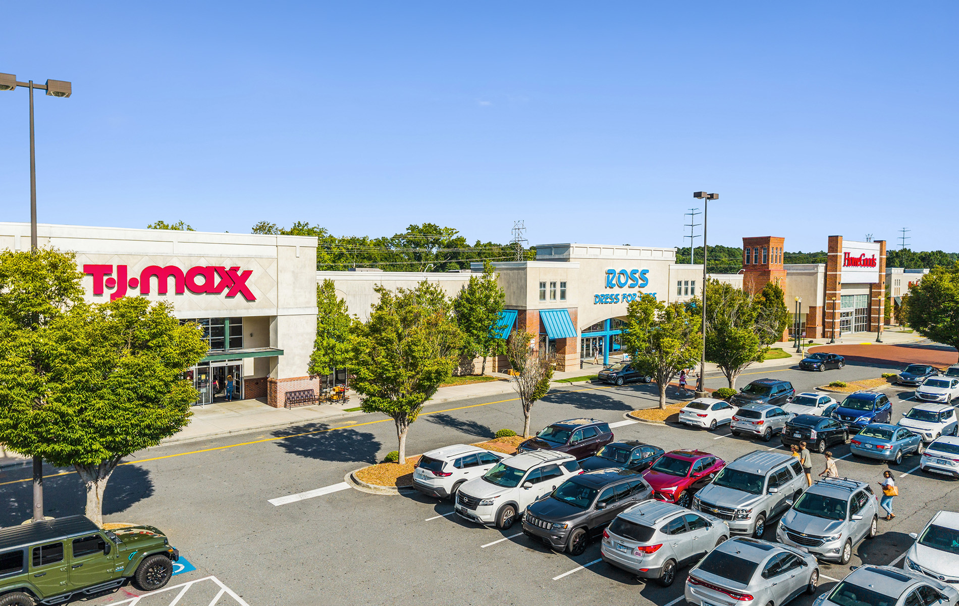 Storefronts at Manchester Village, including TJ Maxx and Ross Dress for Less